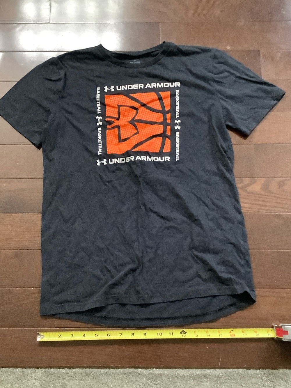 Under Armouryouth Black Short-Sleeve Basketball Graphic Tee with Orange Print